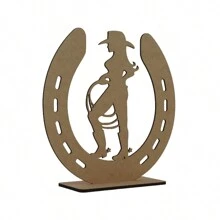 10 Centros de Mesa Vaquera Herradura de 25 cm de alto en Madera MDF, Ideal Para Fiestas Tematicas de Vaqueros - Camel - Ver 4