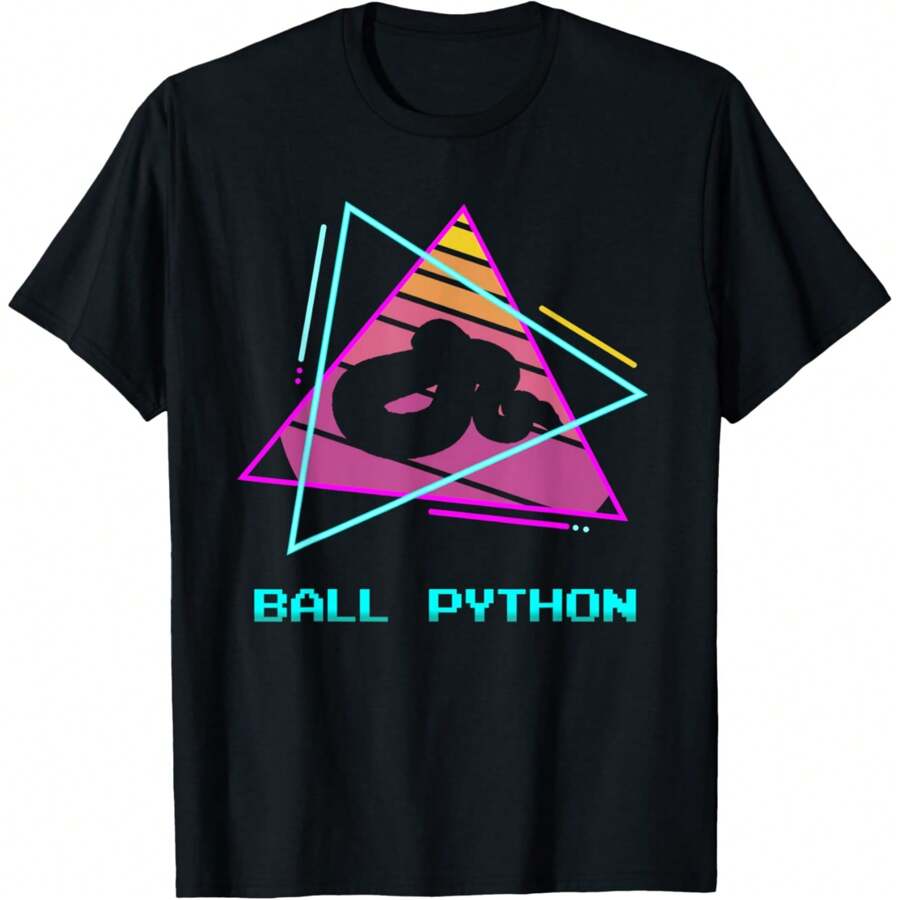 Retro Ball Python Pythons T-Shirt - Black - View 1