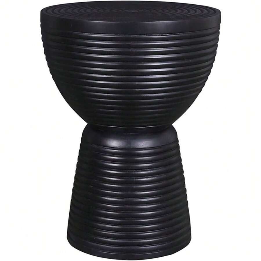 East At Main Indigo Road By Egypt Sherrod Carved Solid Wood Round Coffee Table, Contemporary Drum Design With Pedestal Base (Coffee Table) - 茶几 - 查看 1