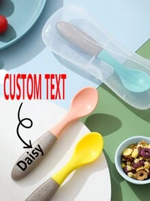 Customized Children's Portable Soft Gel Spoon, Infant Silicone Feeding Spoon, Baby Care Tableware, Compact & Convenient - Multicolor - View 2
