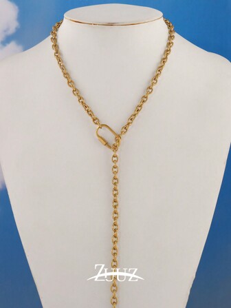 1pc Vintage Stainless Steel Sweater Cchain Necklace For Women Screw Button Long Necklace Jewelry Party Best Friend Gifts