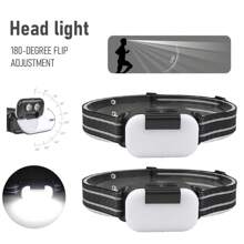 LED Headlamp, Flip 180° Adjustable Multi Head Lamp For Runners, Camping, Hiking - Black - View 1
