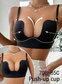 Contoured Cup Underwire Bra, Supportive Lift And Shaping For Women, Soft And Comfortable Lingerie - Black - View 4