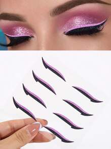 8/48片眼线贴纸，金色和黑色细眼线贴纸，可重复使用，易于涂抹和卸除，化妆，便宜，房间装饰，梳妆台，旅行，卧室，化妆配件，便宜，圣诞礼物，化妆品，化妆工具，便宜货，礼物，女士礼物，圣诞礼物 - 彩色 - 查看 12