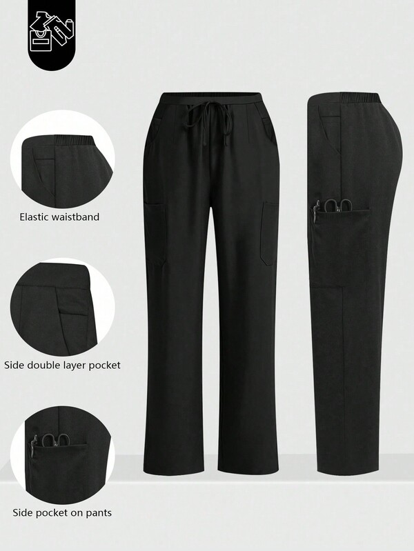 cimmuovere Pantalones holgados informales con 6 bolsillos y cintura elástica, uniforme para enfermera, trabajador de la salud, dentista, hospital de mascotas, laboratorio