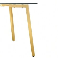 Rectangle Glass Dining Table Set For 4, Home Dining Table Large Size Dining Room Table With Tempered Glass Tabletop And Metal Legs, Modern Style Table For Home, Kitchen, Dining Room - Clear - View 4
