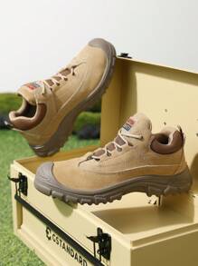 GUYISA 卡其色钢头安全鞋，防砸防刺，适合徒步，绒面革材质，耐油/耐酸/耐碱，男士低帮 - 卡其色 - 查看 10