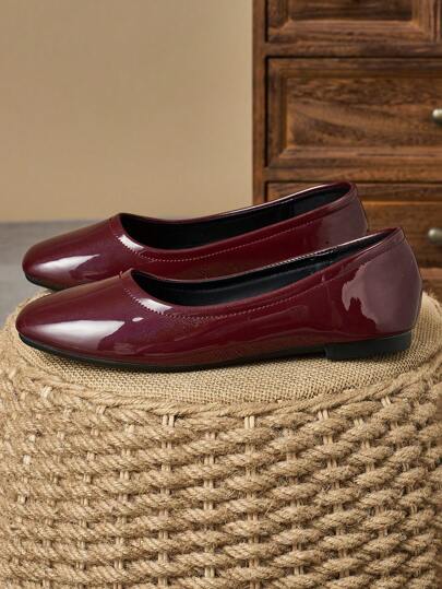 Încălțăminte pentru femei, cu vârf pătrat, culoare roșu vin, îmbrăcăminte de birou ocazională, versatilă, activitate în aer liber, estetică de ultimă generație, plată