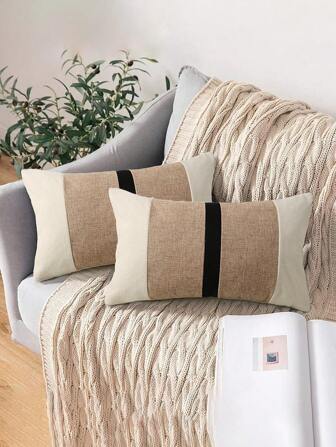 1 pièce Housse de coussin moderne et minimaliste en patchwork, housse de coussin de canapé. Coussin non inclus