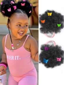 Children's Wigs Children's Ponytail Double Afro Puff Kinky Curls For Babies Children's Natural Black Synthetic Hair (Natural Black .3 Inch (Pack Of 2)) - Multicolor - View 12