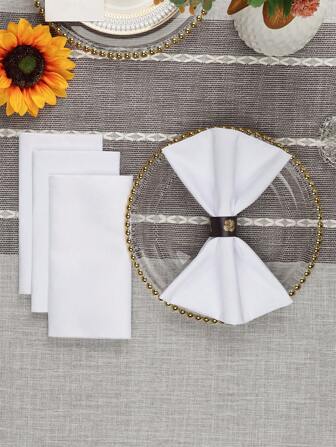 6/10//12pcs White Cloth Napkins Dinner Napkins Absorbent Washable 100% Polyester Fabric Cloth Table Napkins With Stitched Edges Ideal For Hotel Restaurant, Holiday Parties Wedding (17*17 Inch 20*20 Inch)