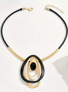 1 pièce Pendentif de collier de mode style européen créatif polyvalent simple en patchwork géométrique