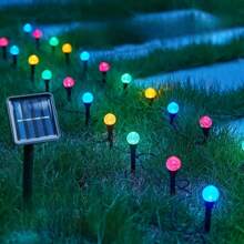 1 Set Lámpara solar para exteriores de 20 LEDS de colores, lámpara esférica LED de burbuja para césped, adecuada para jardín, pasaje, decoración de ambiente nocturno en el césped