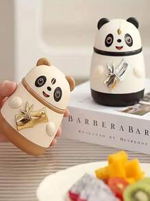 1pc Classic Panda Design Pop-Up Toothpick Holder, Plastic Cover Toothpick Case, Creative Cartoon Style Toothpick Bottle With Press Button, Toothpick Storage Can - Multicolor - View 3