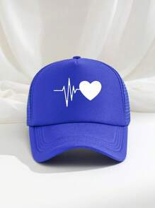 1pc Outdoor Heart Rate Print Breathable Adjustable Sun Hat, Casual Travel Beach Hat For Women, Suitable For Spring/Autumn, Y2K Style, Valentine's Day Gift Valentines
