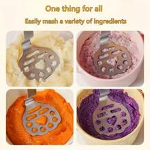 1pc Stainless Steel Mini Potato & Pumpkin Masher - Manual Kitchen Gadget, Create Perfect Smooth Mashed Potatoes, Taro & More - Essential Cooking Tool - Silver - View 4