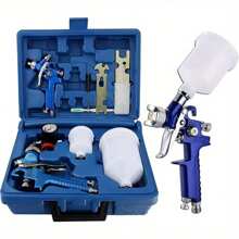 Paint Sprayer Tool Kit (2 Set) - 600/250cc Cup, With Pressure Gauge For Precise Spray Painting - Blue - View 3