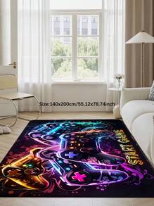 1 pièce Tapis de sol de zone de manette de jeu pour la chambre des garçons et les joueurs, tapis en polyester antidérapant et lavable en machine, tapis de sol de salle de jeux intérieure avec rembourrage en mousse, tapis à bas poils pour le salon, le bureau et la cuisine