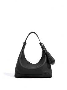 New Genuine Leather Top Layer Cowhide High-End Texture Lunch Box Niche Underarm Bag Genuine Leather Shoulder Bag Crossbody Bag - Black - View 4