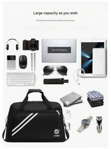 1 件大容量轻便可扩展行李袋，配有可调节肩带和手柄，多隔层旅行袋，带行李带设计的行李袋，旅行必需品，便携式储物袋