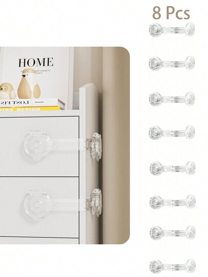 8 قطع / 5 قطع / 15 قطع قفل أطفال متعدد الوظائف مزدوج الفتح لخزانة الطفل والثلاجة والنافذة والباب والفريزر والخزانة، قفل غير مرئي لحماية الأطفال من الانحشار