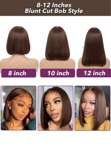 4# Chocolate Dark Brown Brazilian Lace Front Wig Silky Straight Remy Human Hair 13x4 Transparent Lace Frontal Wigs For Women 180% Density Pre Plucked Natural Hairline Tiny Invisible Knots