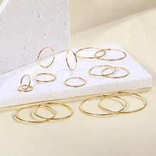 MDFUN 1 对 925 银质方晶锆石环形耳环，送给女朋友的时尚设计礼物，适合日常佩戴，男女皆宜的防过敏耳环 - 金黃色 - 查看 4