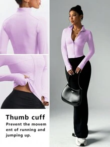 FWH Women's Fashion Yoga Outdoor Running Commuting Dating Sun Protection Essential Stretch Comfortable Back-Shaping Abdominal-Toning Slimming Fitness Retro High-End Street Elegant Sportswear Running Workout Wear Zipper Stretch Minimalist Fashion Sexy Fitted Long-Sleeve Yoga Jacket