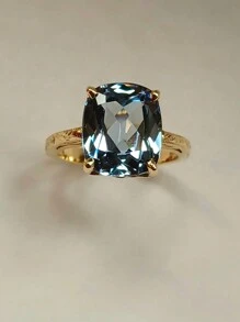1pc Fashionable Cubic Zirconia Ring, Suitable As Women Wedding Engagement Valentine's Day Gift - Vàng - Xem 7