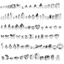 50 件/包美甲扁平不对称形状水钻装饰，包括白色闪光心形、蝴蝶形、星星形、水滴形、斜心形玻璃水钻美甲用品指甲饰品美甲宝石