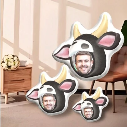 Cute Cow Cartoon Animal Plush Doll Stuffed Doll, Can Be Customized With Photo Print, Ideal For Girlfriend Birthday, Christmas, Halloween, Thanksgiving, Valentine's Day Gifts