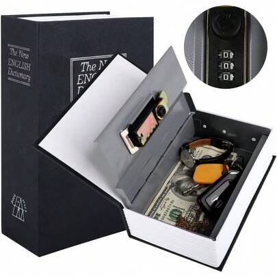 1pc Realistic Book Safe, Metal Box Coin Bank, Hidden Desktop Storage Box, Classic Book Safe