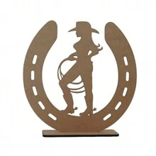 10 Centros de Mesa Vaquera Herradura de 25 cm de alto en Madera MDF, Ideal Para Fiestas Tematicas de Vaqueros - Camel - Ver 3