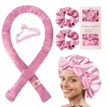 Ellitina 5件套免加热卷发器套装，含奢华缎面睡帽 - 柔软睡眠头带，适合长发，简易DIY卷发棒及配件，低过敏性，完美礼盒包装，适合女性，返校季、旅行度假必备，女士美发配件，卷发，卷发器，免加热卷发，免加热卷发，卷发器，卷发，卷发器，卷发工具，卷发器，卷发扩散器，头发，旅行，美发产品，美发工具，美发用品，理发师，理发师配件，理发店，美发设备