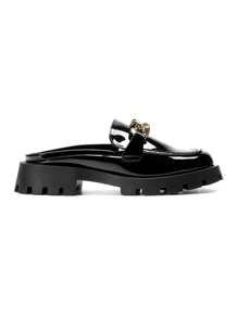 Women Mules Slippers Chunky With Gold Chain Decor Slip On Platform Thick Comfortable Fashion Classic Loafers Flat Slides Shoes - 蒙特內哥羅 - 查看 5