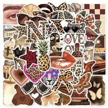 50PCS Leopard Print Decor Leopard Print Stickers Leopard Print Gifts Cartoon Leopard Print Merch Aesthetic Stickers Vinyl Waterproof Stickers For Laptop,Bumper,Skateboard,Water Bottles,Computer,Phone