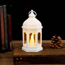 Candelabro vintage estilo minimalista europeo, linterna de vela LED estilo castillo, decoración de portavelas morisco