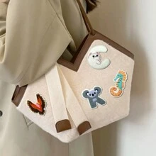 26 件可爱卡通动物和字母刺绣补丁，创意 DIY 用品，适用于铅笔盒、文具、姓名标签、背胶