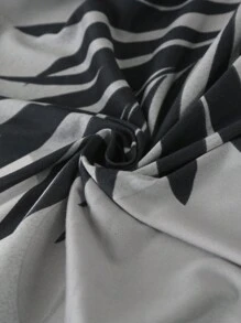 1 件树叶印花无扶手沙发/床罩，弹性涤纶针织沙发套，四季使用