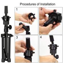 假发支架三脚架，适用于美发师练习造型展示，真人发模特头，美容娃娃训练头，可调节金属支架 - 彩色 - 查看 9