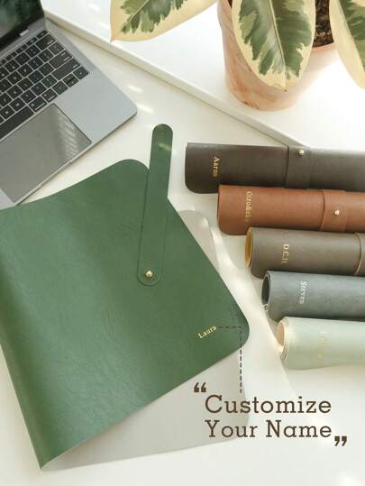 Custom Hot Stamping Name Mouse Pad Personalized Faux Leather Desk Mat Custom Gold Monogram Gift Handmade Custom Desk Pad Mousepad Large Mousepad Personalized Mouse Pad Personalized Desk Mat Chic Office Decor Gift For Friends