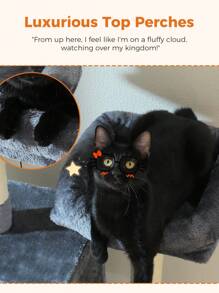 PAWZ Road 71" Cat Tree,  Large Cat Tower With 8 Scratching Posts, 2 Perches, 2 Caves, Basket, Hammock, Pompoms, Multi-Level Plush Cat Condo For Indoor Cats - Màu xám đen - Xem 6