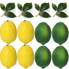 Fake Fruit Artificial Lemons, 3.1''*2.2'' Faux Lemon Fake Limes With Leaves, Lifelike Fake Lemon Decor For Kitchen Table Cabinet Party, Plastic Fruits Photography Prop 36PCS,Garden Decor,Outdoor Plant,Gardening,Fake Flowers