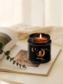 1 Jar Candle (Rama Decoration) Family Bedroom Living Room Brown Vial Scented Candle Cup, High Quality Soy Wax, Freesia, Lavender Fragrance, Handmade Gift, Festive Family Atmosphere Decoration Candle (100g Wax About 3.5oz) Can Burn For 2.5-3 Hours, Rama Atmosphere Tabletop Decoration, Moon Star Scented Candle, Thank You For Your Gift, Candle, Rama, Gift, 1pc Rama - Multicolor - View 2