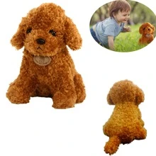 Perro De Peluche-Color Café-Ideal Para Entretenimiento De Chicos Y Grandes-Muñeco de Peluche de Caniche Lindo - Material Suave de PP-Perfecto para Decoración del Hogar y Regalos Festivos - Café integral - Ver 1