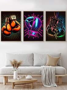 Abstract Neon Boxing Gloves Canvas Art,Portrait Orientation, Sports Gym Wall Painting,Canvas Wall Art,Wall Decoration,Artwork Decoration,Suitable For Living Room,Bedroom,Bathroom,Office Wall Decoration,Restaurant, Bar, Cafe,Mall Artwork Decoration,No Frame