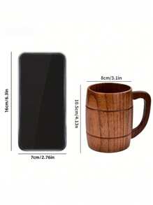 KEMORELA 2/4 pièces Chope à bière en bois avec poignée, Tasse à thé anti-brûlure en bois de jujube, Tasse à café, Tasse à eau, Tasse à lait pour le petit-déjeuner, Tasse portable, Tasse en bois massif pour restaurant/hôtel/restaurant commercial/Fête de l'Aïd al-Adha Moubarak