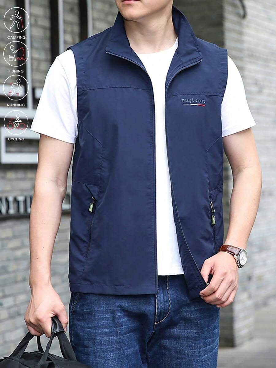 1 件男士户外休闲无袖背心春夏季中青年摄影钓鱼实用夹克