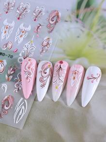 2 Stück Chic Blumen Rebe 5D Nail Art Sticker rosa weiß Blatt Nagel Aufkleber selbstklebend geprägt Relief Nail Designs Deko für Acryl Maniküre Zubehör Nägel