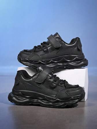 1 par de zapatos deportivos casuales de piel de primavera para niños, zapatillas de running de suela blanda, zapatos blancos pequeños para niños